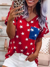 T-Shirt mit V-Ausschnitt und Sterntasche